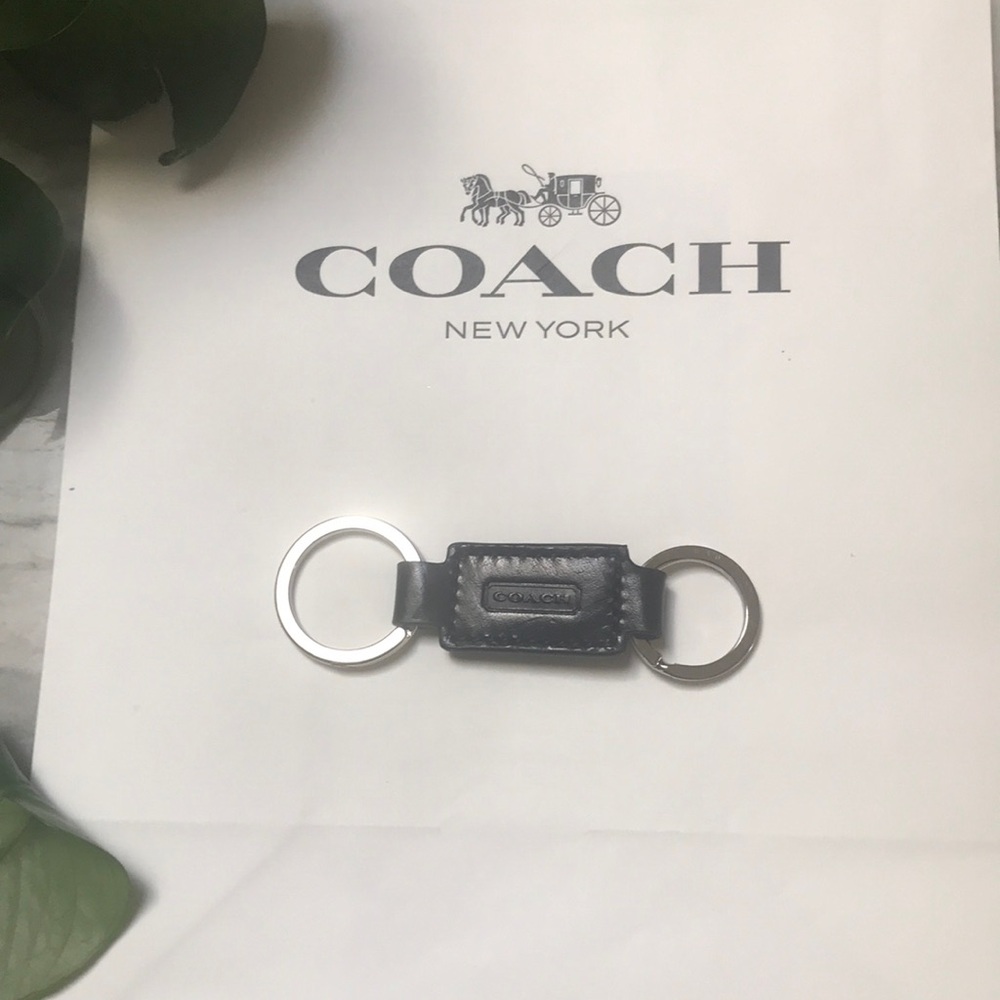Coach leather keychain black & silver New - Picture 3 of 4
